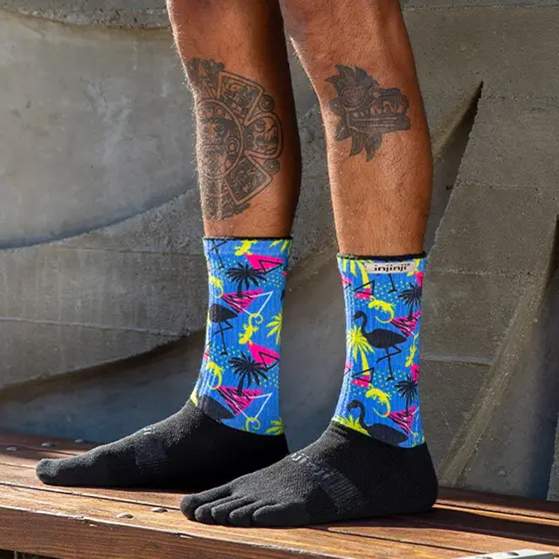 Injinji Performance Spectrum Trail MW Crew Running Sock in Paradise-1